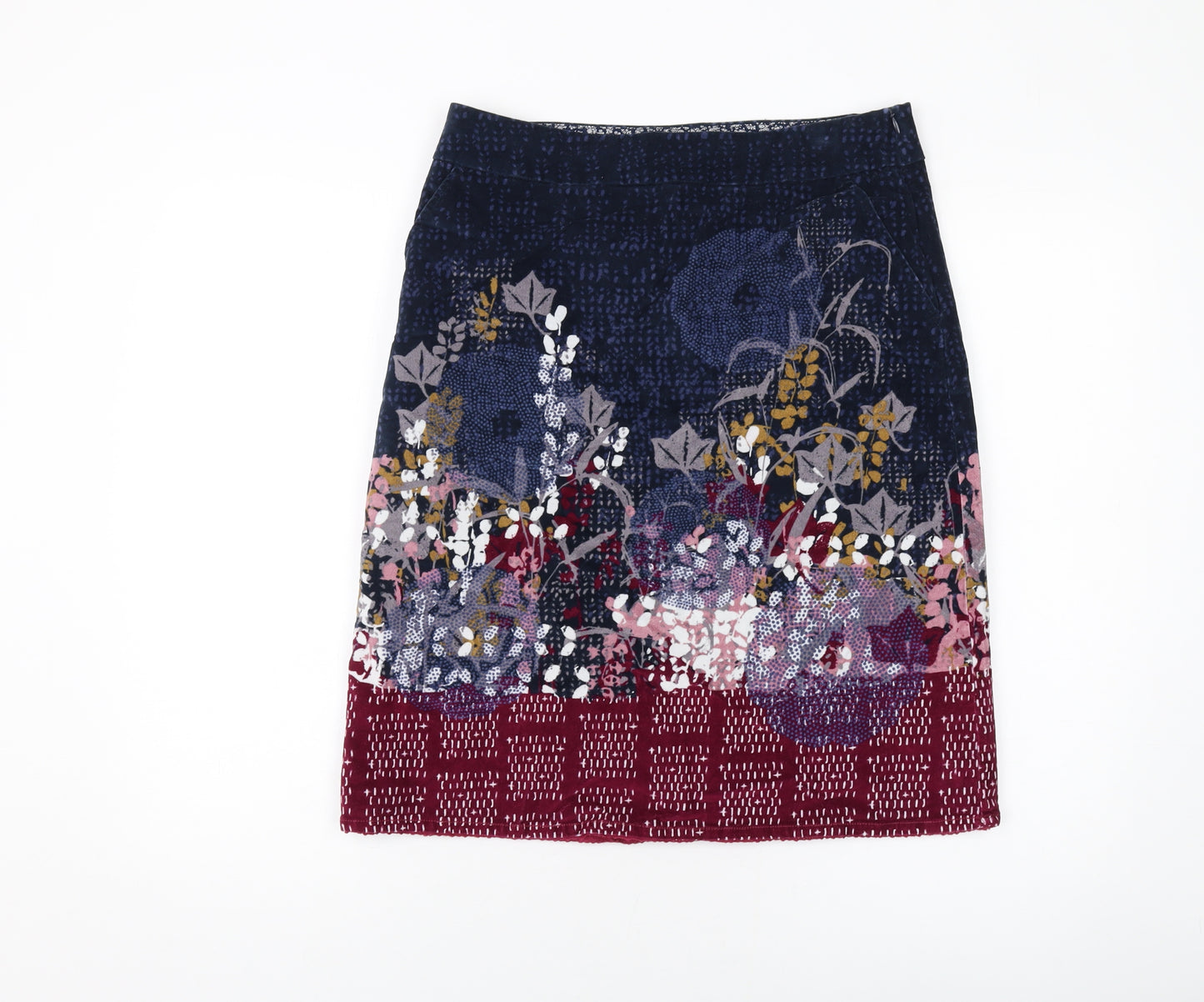 White Stuff Womens Multicoloured Geometric Cotton A-Line Skirt Size 10 Zip