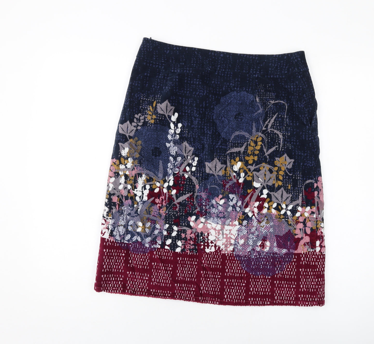 White Stuff Womens Multicoloured Geometric Cotton A-Line Skirt Size 10 Zip