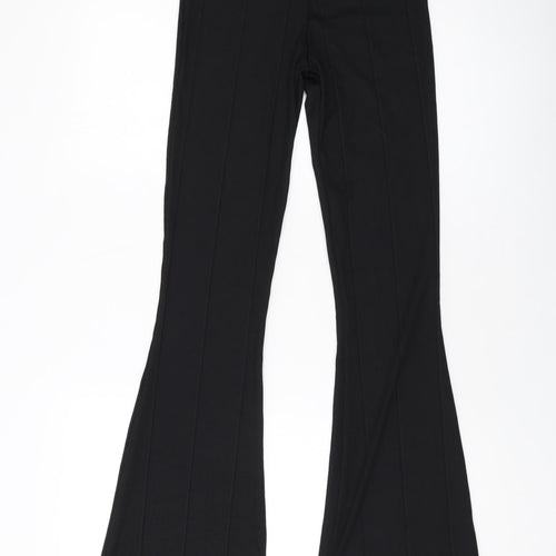 PRETTYLITTLETHING Womens Black Polyester Trousers Size 8 L34 in Regular