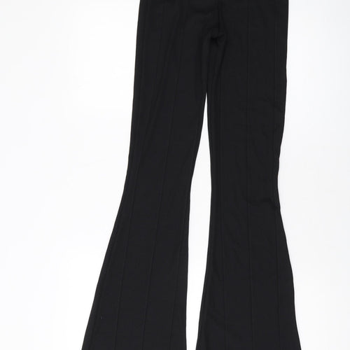 PRETTYLITTLETHING Womens Black Polyester Trousers Size 8 L34 in Regular