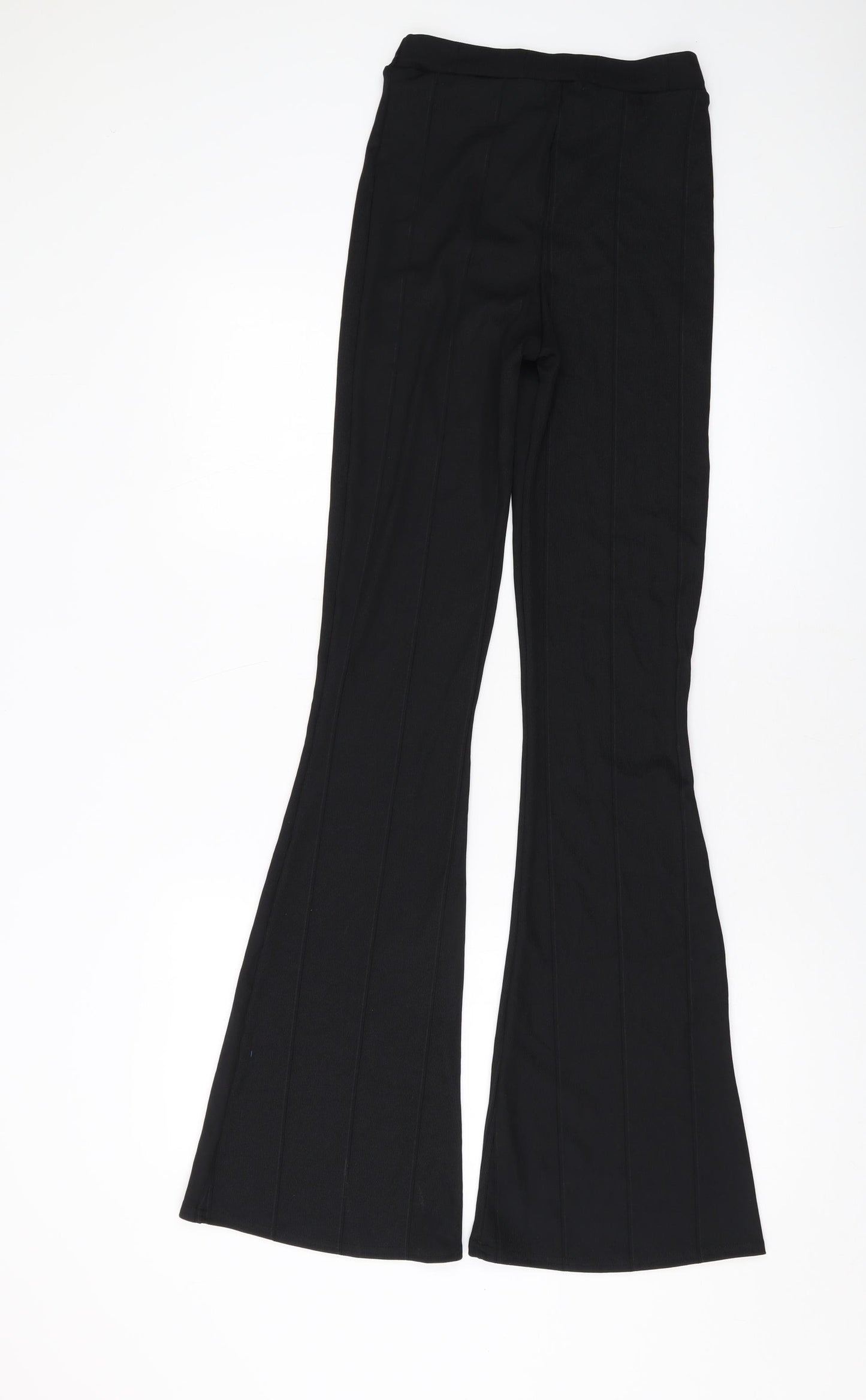 PRETTYLITTLETHING Womens Black Polyester Trousers Size 8 L34 in Regular