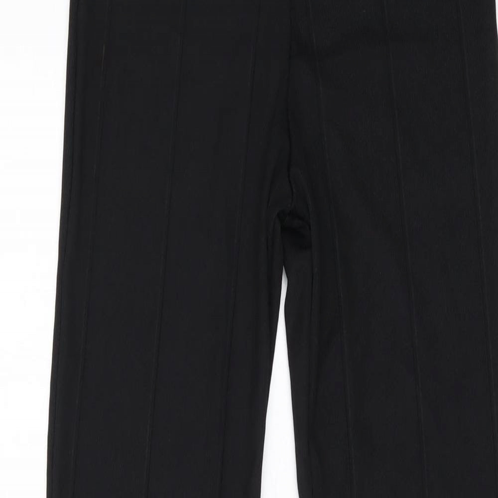 PRETTYLITTLETHING Womens Black Polyester Trousers Size 8 L34 in Regular