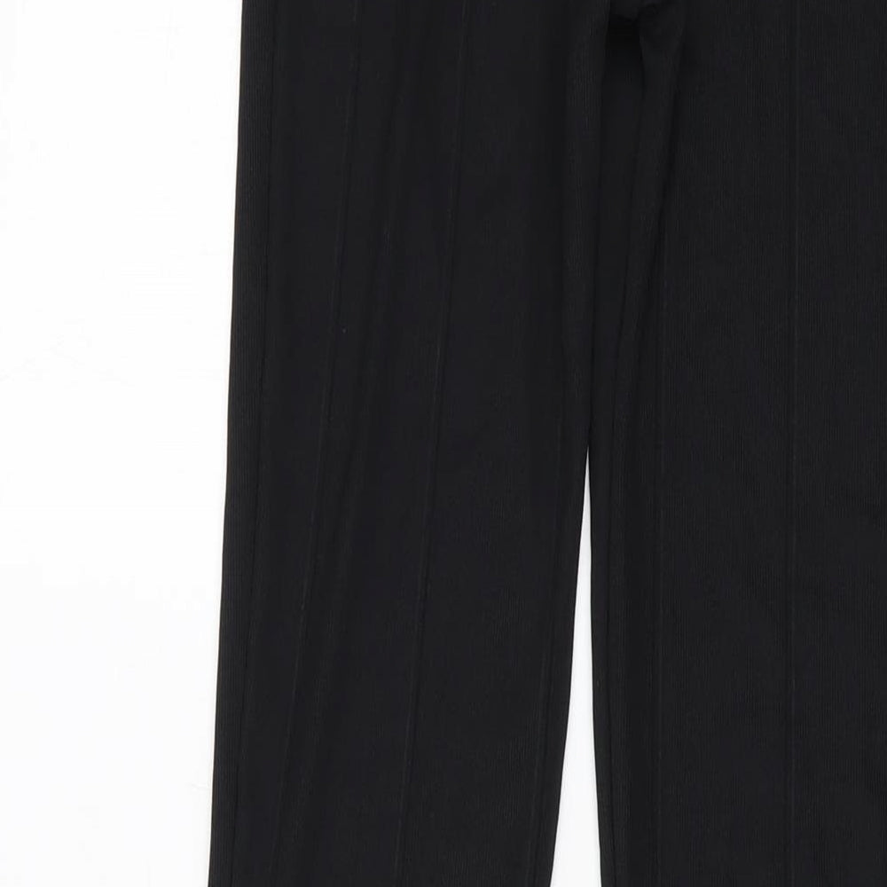 PRETTYLITTLETHING Womens Black Polyester Trousers Size 8 L34 in Regular