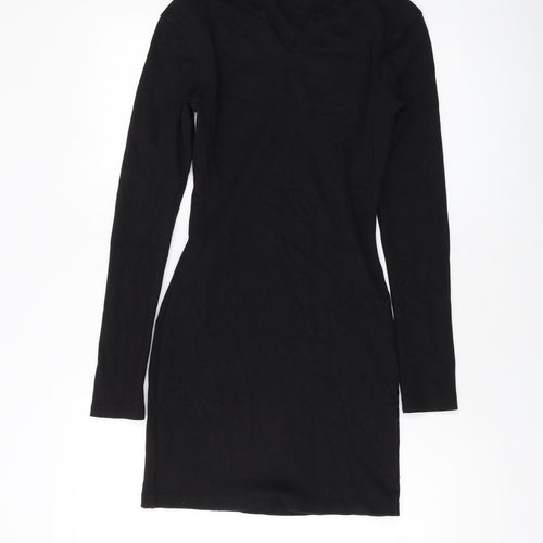 Nasty Gal Womens Black Polyester Bodycon Size 8 V-Neck Pullover