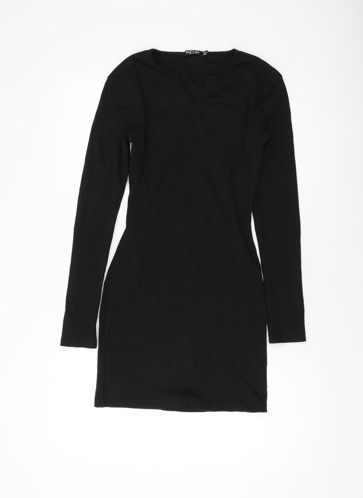 Nasty Gal Womens Black Polyester Bodycon Size 8 V-Neck Pullover