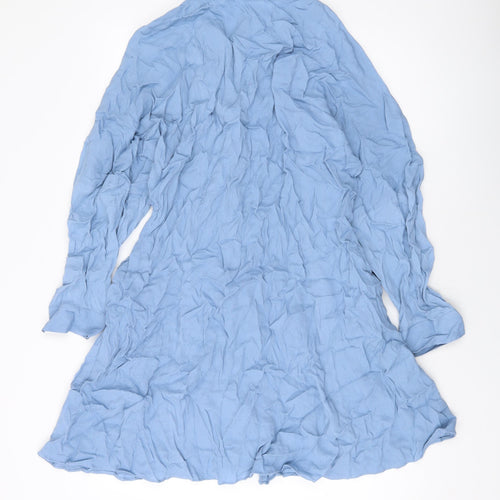 NEXT Womens Blue Viscose A-Line Size 12 V-Neck Button