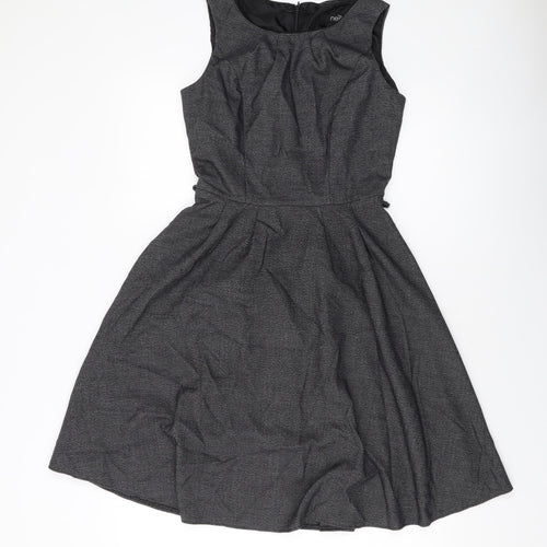 NEXT Womens Grey Polyester A-Line Size 6 Round Neck Zip