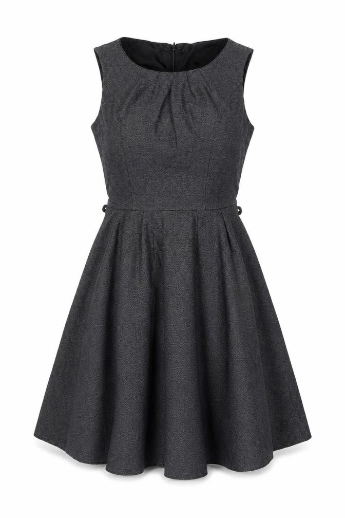 Front view of Next women’s grey polyester a-line, size UK 6, round neck zip