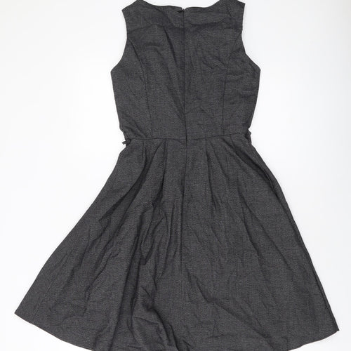 NEXT Womens Grey Polyester A-Line Size 6 Round Neck Zip