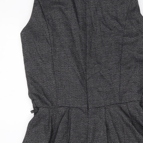 NEXT Womens Grey Polyester A-Line Size 6 Round Neck Zip