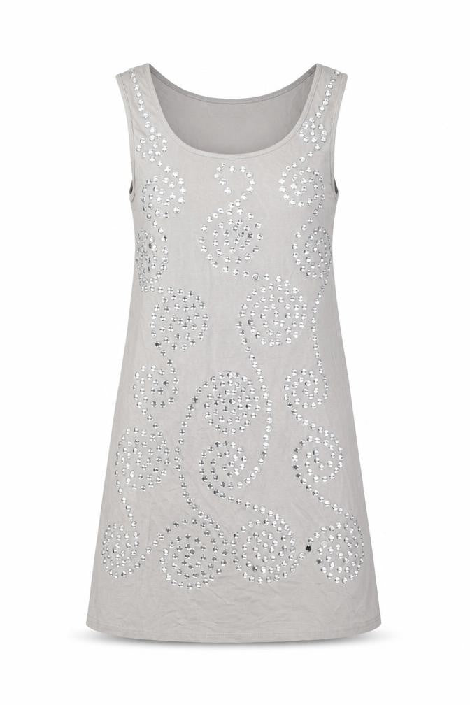 Front view of Tsega women’s grey cotton a-line, size S, round neck pullover