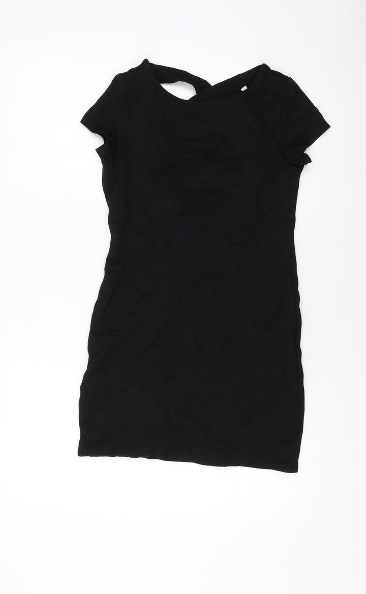 Red Herring Womens Black Viscose Mini Size 8 Round Neck Pullover