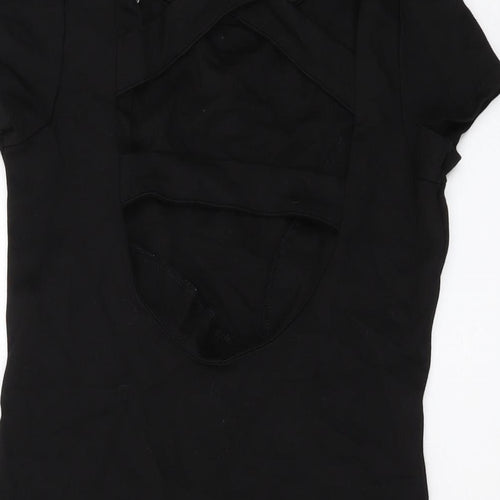 Red Herring Womens Black Viscose Mini Size 8 Round Neck Pullover