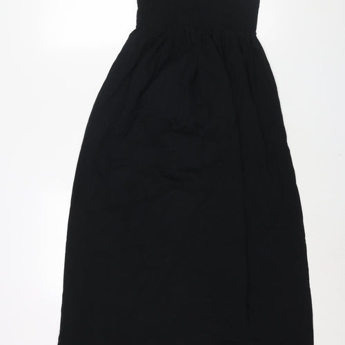 NEXT Womens Black Viscose Shift Size 12 Square Neck Pullover - Rouched Bodice