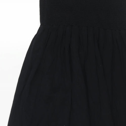 NEXT Womens Black Viscose Shift Size 12 Square Neck Pullover - Rouched Bodice