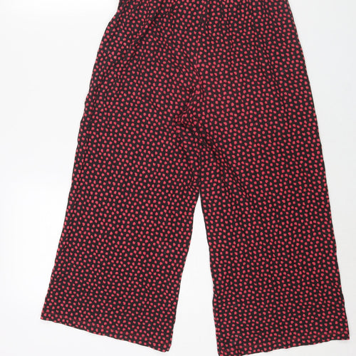 NEXT Womens Pink Geometric Viscose Cropped Trousers Size 8 L21 in Regular - Belted Elasticated Waist