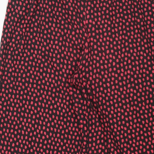 NEXT Womens Pink Geometric Viscose Cropped Trousers Size 8 L21 in Regular - Belted Elasticated Waist