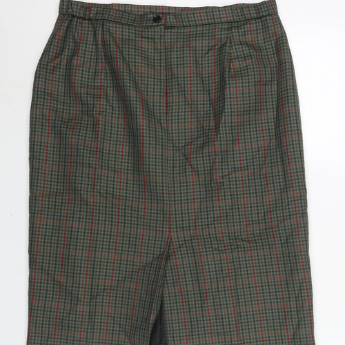 Rothmar of Scotland Womens Green Check Wool Straight & Pencil Skirt Size 16 Zip