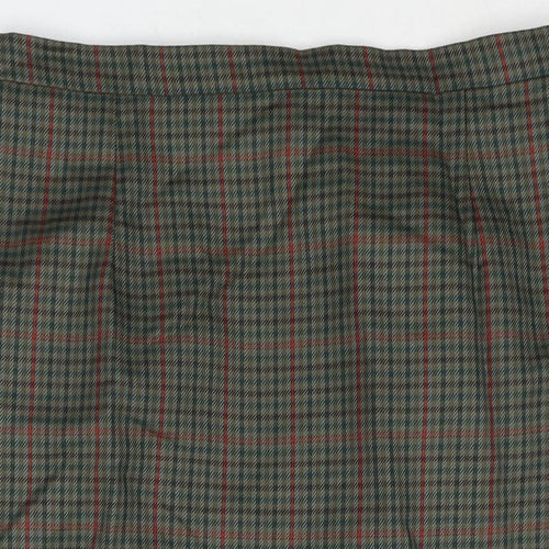 Rothmar of Scotland Womens Green Check Wool Straight & Pencil Skirt Size 16 Zip