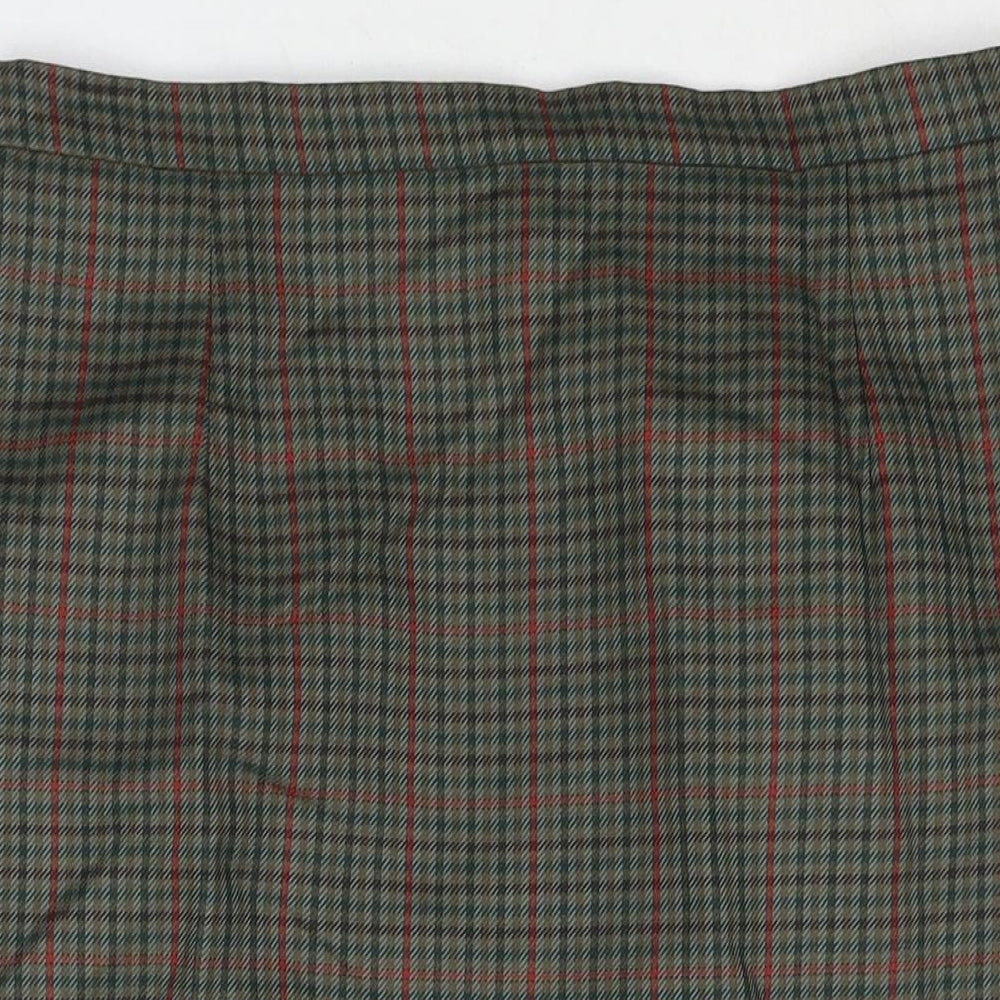 Rothmar of Scotland Womens Green Check Wool Straight & Pencil Skirt Size 16 Zip
