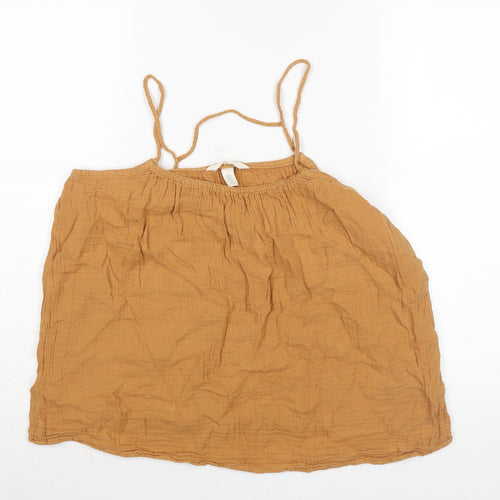 H&M Womens Orange Cotton Camisole Blouse Size S Scoop Neck