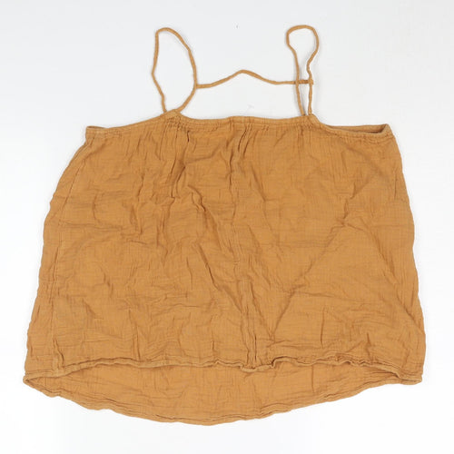 H&M Womens Orange Cotton Camisole Blouse Size S Scoop Neck