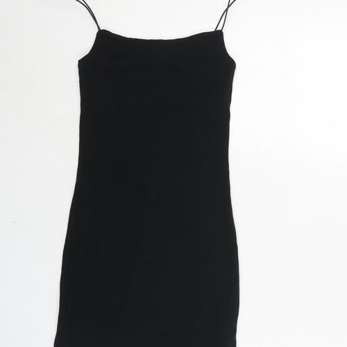 Zara Womens Black Cotton Mini Size S Scoop Neck Pullover