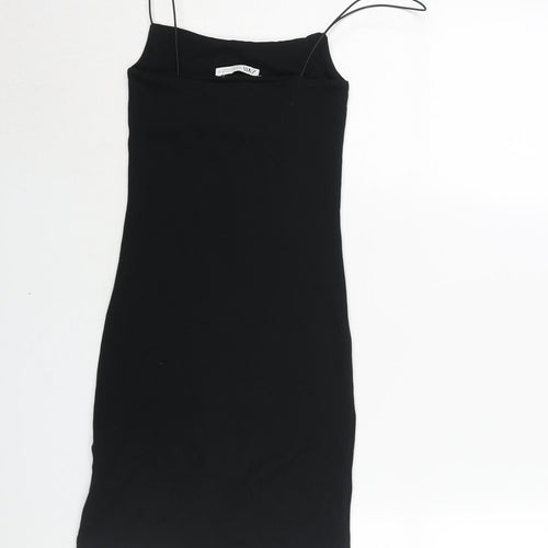Zara Womens Black Cotton Mini Size S Scoop Neck Pullover