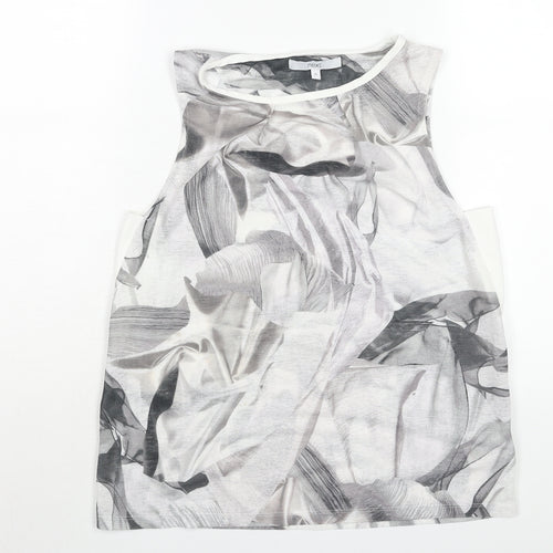 NEXT Womens Grey Geometric Polyester Camisole Blouse Size 10 Round Neck