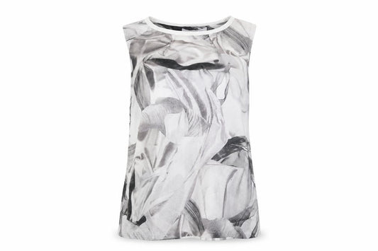 Front view of Next women’s grey geometric polyester camisole blouse, size UK 10, round neck