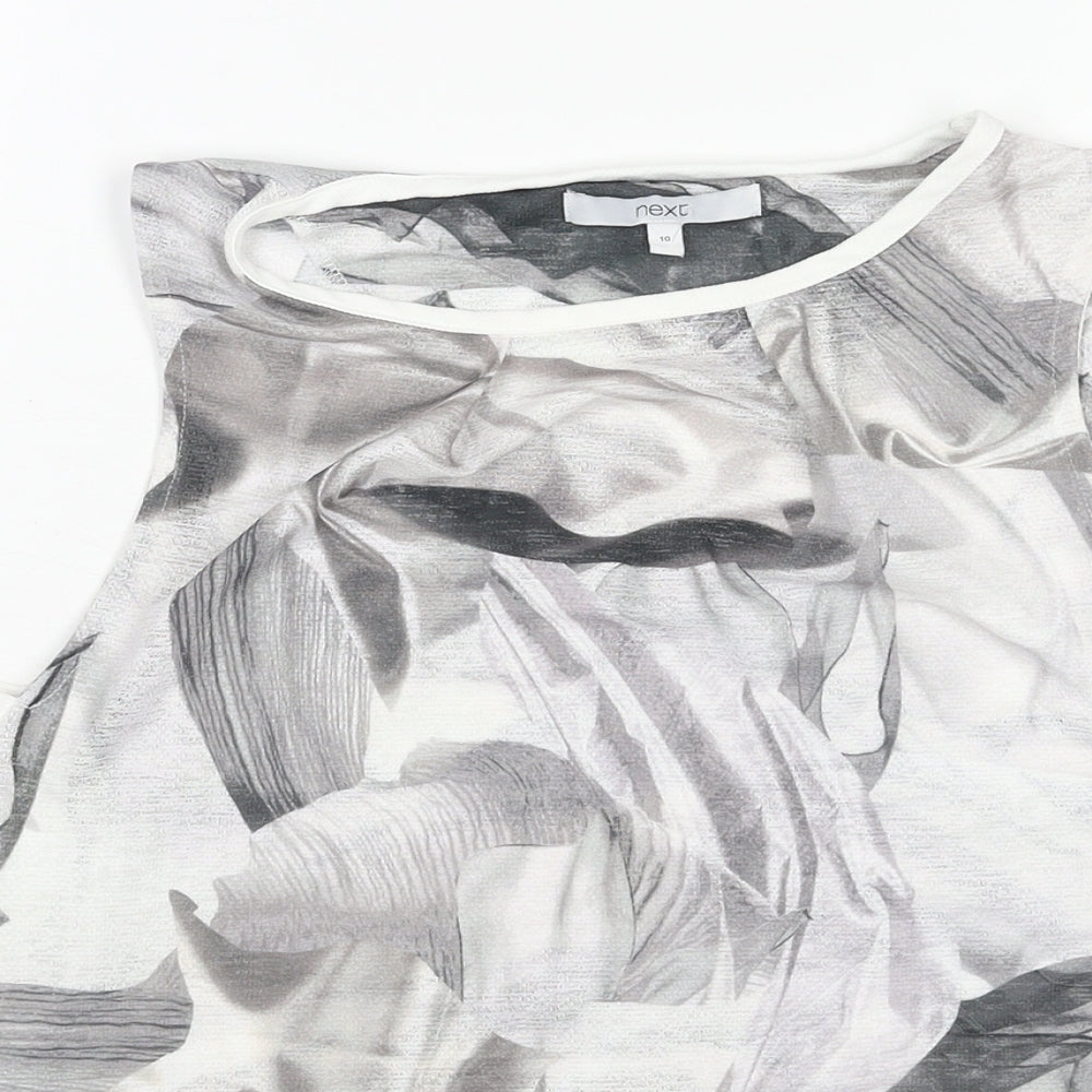 NEXT Womens Grey Geometric Polyester Camisole Blouse Size 10 Round Neck
