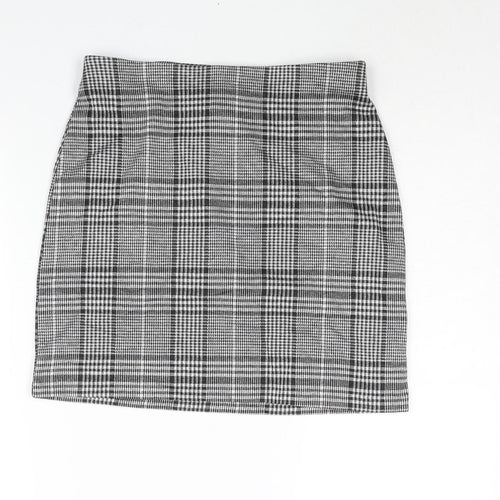 Divided by H&M Womens Black Check Polyester Mini Skirt Size S - Elasticated Waist
