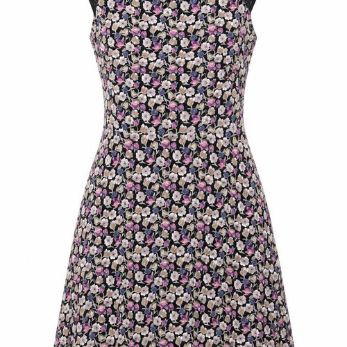 Warehouse Womens Multicoloured Floral Viscose Shift Size 12 Round Neck Zip - Lace Sleeve