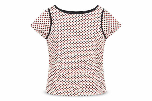 Front view of Therapy women’s multicoloured geometric polyester basic blouse, size UK 8, boat neck