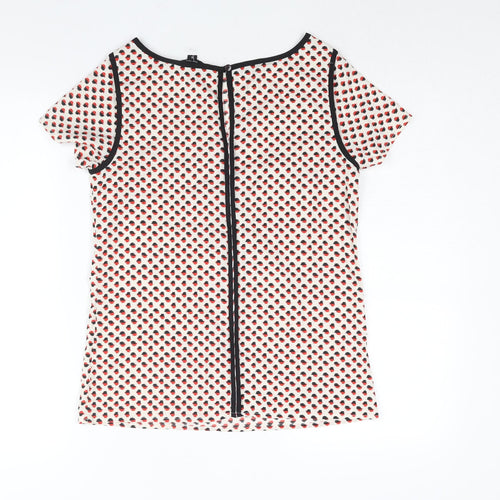 Therapy Womens Multicoloured Geometric Polyester Basic Blouse Size 8 Boat Neck