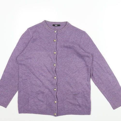 Marks and Spencer Womens Purple Round Neck Acrylic Cardigan Jumper Size 14