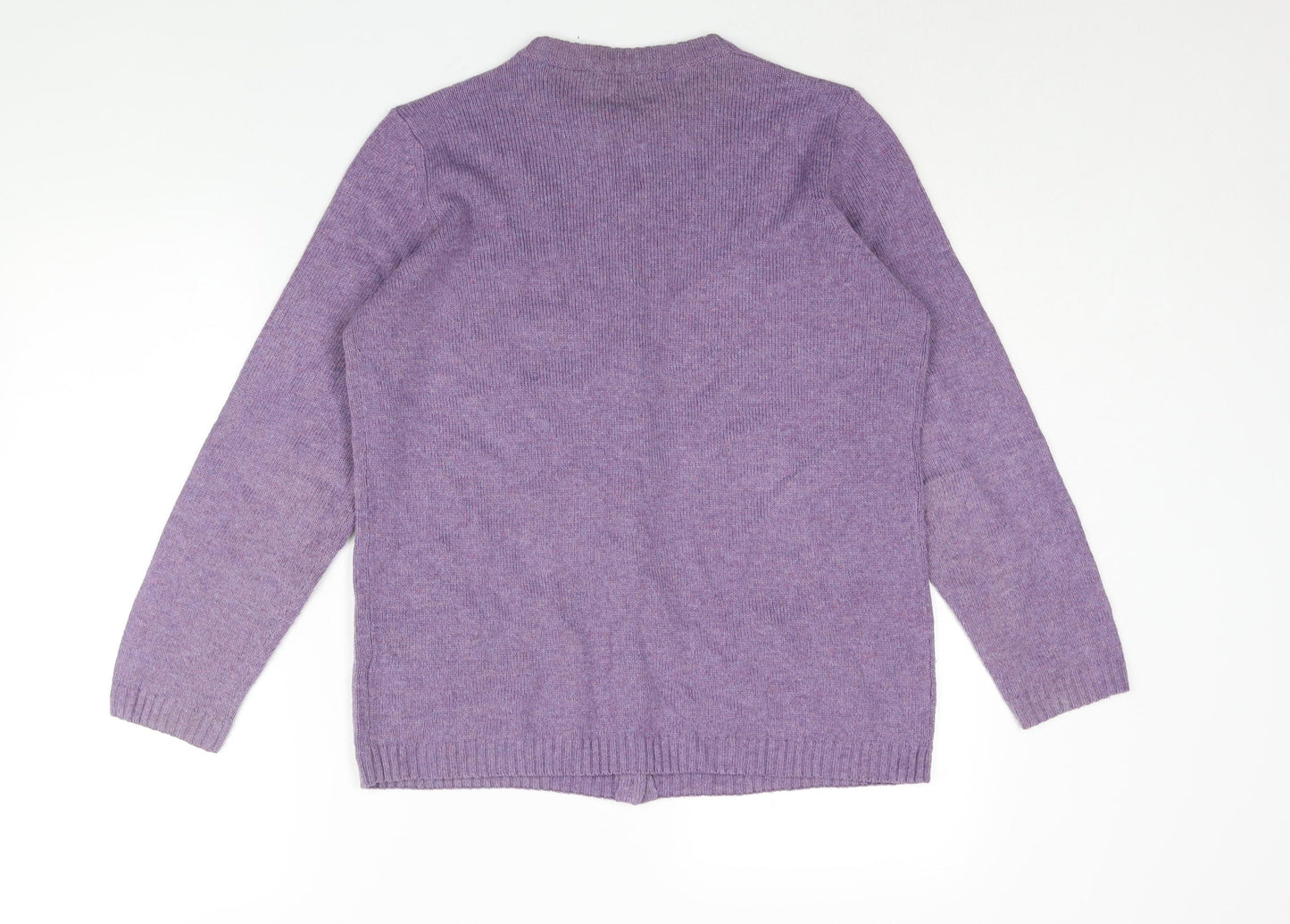 Marks and Spencer Womens Purple Round Neck Acrylic Cardigan Jumper Size 14