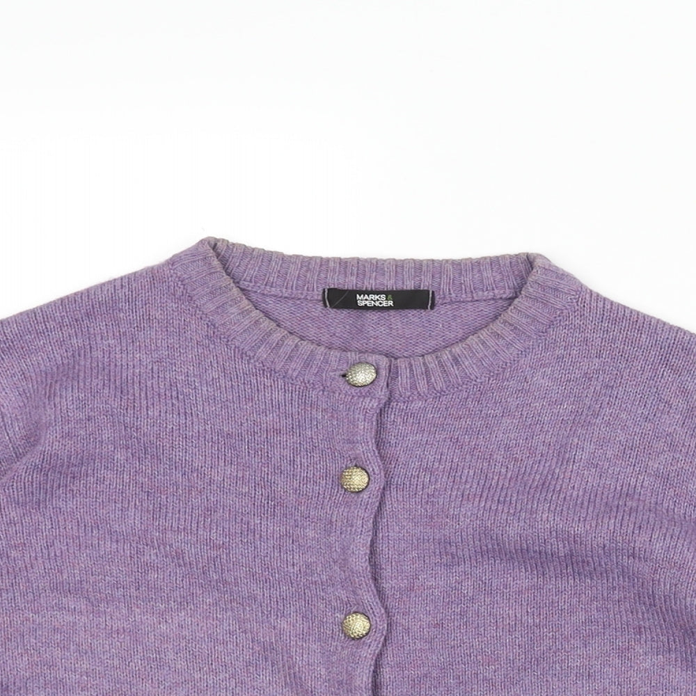 Marks and Spencer Womens Purple Round Neck Acrylic Cardigan Jumper Size 14