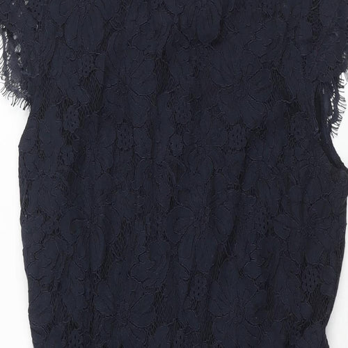 H&M Womens Blue Polyamide Bodycon Size S Mock Neck Zip