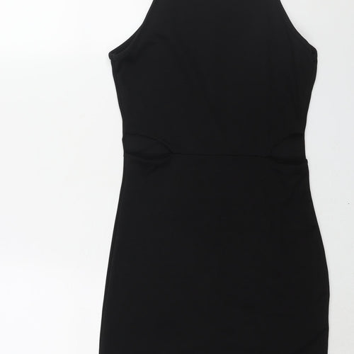 PRETTYLITTLETHING Womens Black Polyester Mini Size 12 Square Neck Pullover - Cut Out