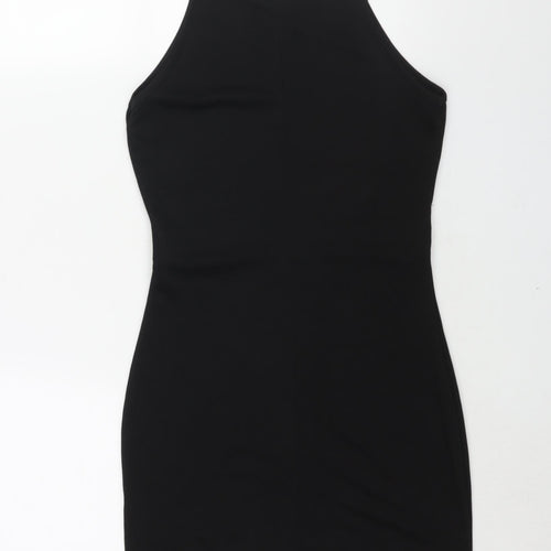 PRETTYLITTLETHING Womens Black Polyester Mini Size 12 Square Neck Pullover - Cut Out