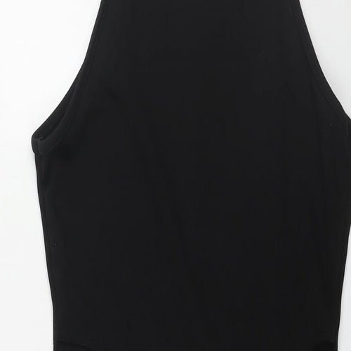 PRETTYLITTLETHING Womens Black Polyester Mini Size 12 Square Neck Pullover - Cut Out