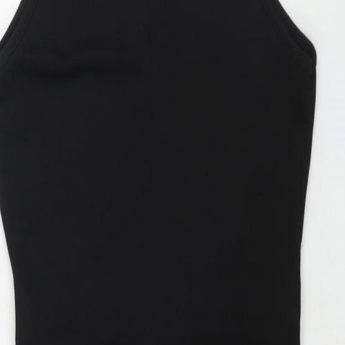 PRETTYLITTLETHING Womens Black Polyester Mini Size 12 Square Neck Pullover - Cut Out