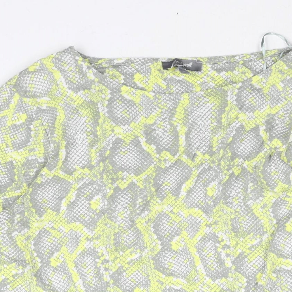 Principles Womens Multicoloured Animal Print Viscose Tunic Blouse Size 16 Round Neck - Snakeskin Print Side Slits