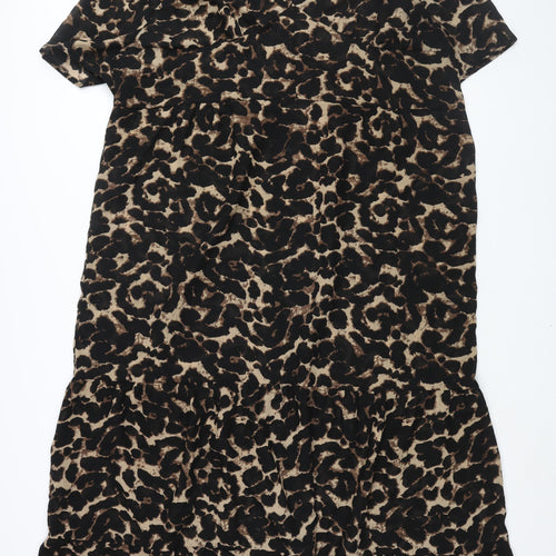 Boohoo Womens Brown Animal Print Polyester Maxi Size 20 Round Neck Pullover - Leopard Print