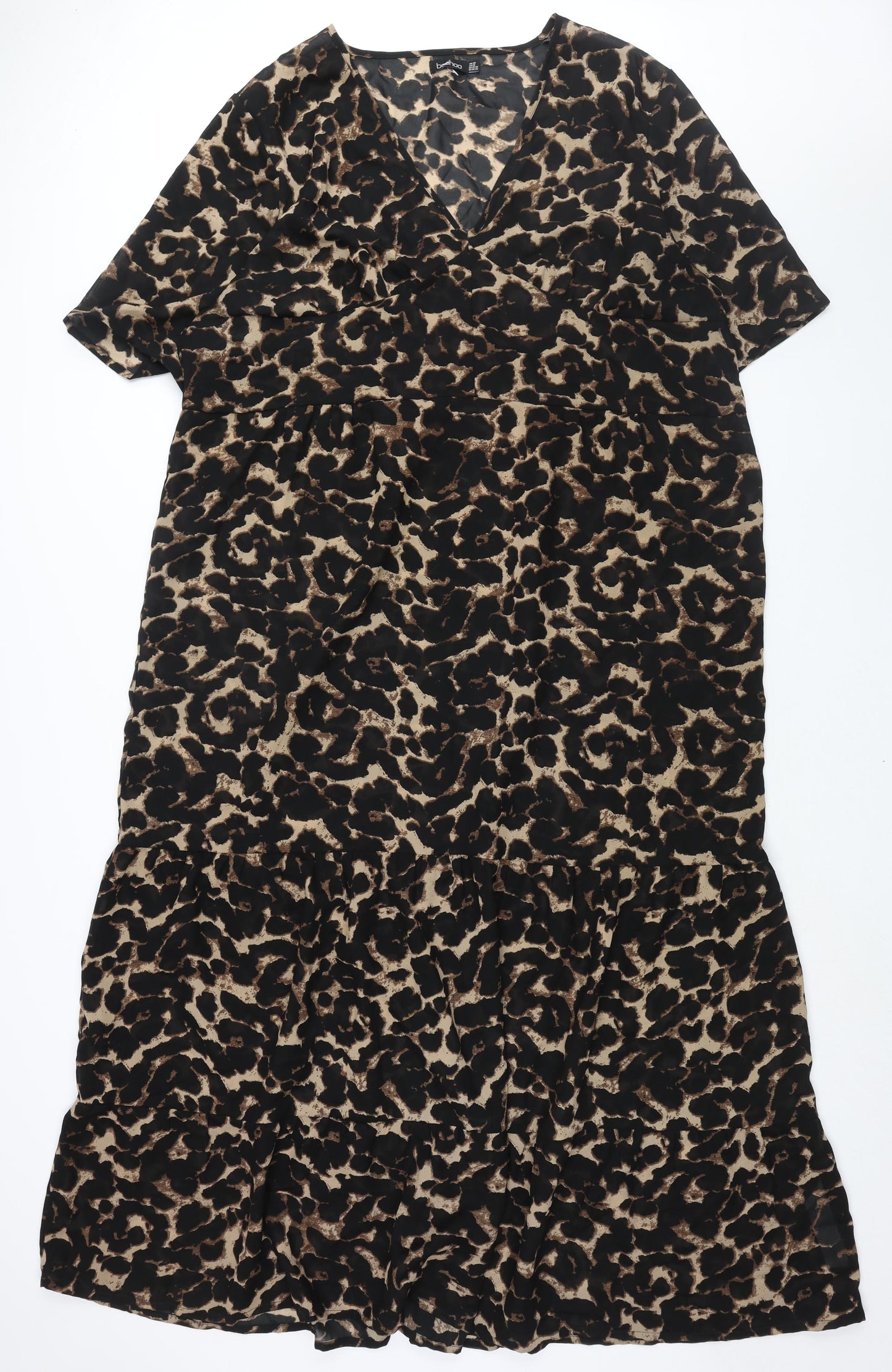 Boohoo Womens Brown Animal Print Polyester Maxi Size 20 Round Neck Pullover - Leopard Print