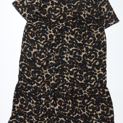 Boohoo Womens Brown Animal Print Polyester Maxi Size 20 Round Neck Pullover - Leopard Print
