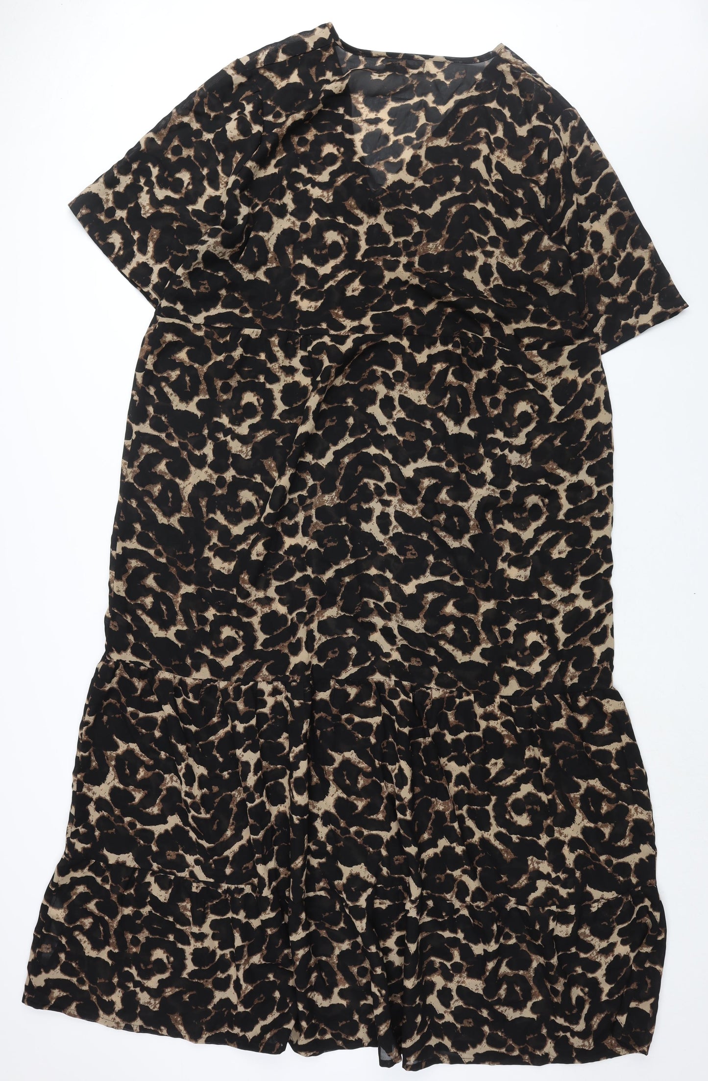 Boohoo Womens Brown Animal Print Polyester Maxi Size 20 Round Neck Pullover - Leopard Print