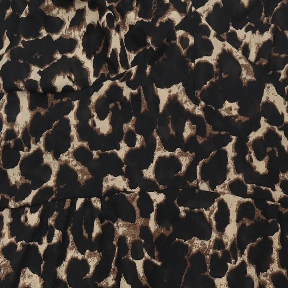 Boohoo Womens Brown Animal Print Polyester Maxi Size 20 Round Neck Pullover - Leopard Print