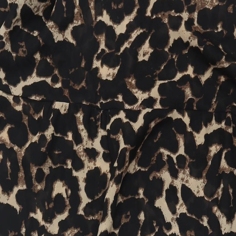 Boohoo Womens Brown Animal Print Polyester Maxi Size 20 Round Neck Pullover - Leopard Print